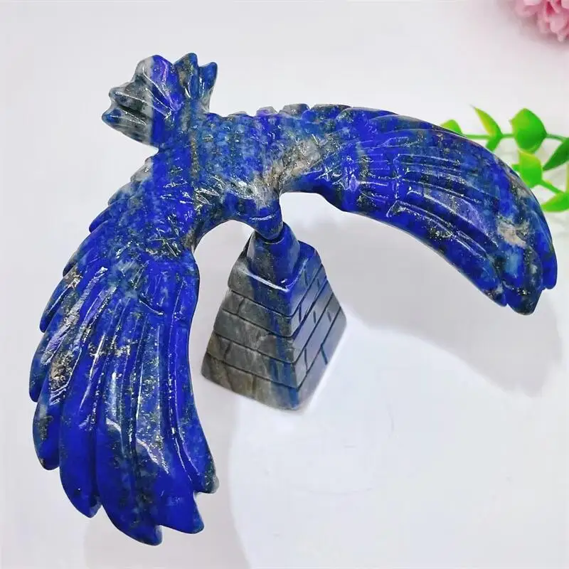 Natural Lapis Lazuli Balance Hawk Eagle Crystal Carving Crafts Healing Energy Stone Office Learning Toy Kid Toy Gift 1pcs