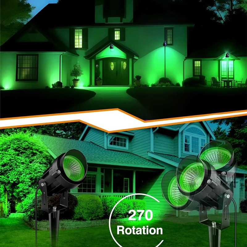 Green Spotlight Outdoor 9W IP65 Waterpoof LED Spot Light 110V 220V Landscape Lighting for Garden Tree Path Lawn 4pcs with Spike