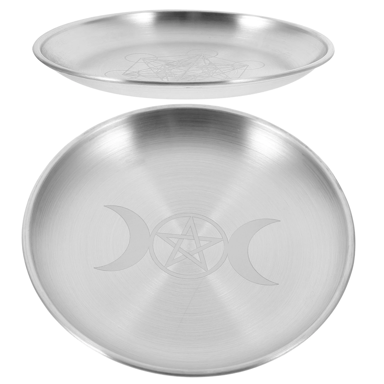 

2 Pcs Pentagram Gold Plate Holder Tray Metal Pentacle Altar Decorative Storage Display Home Temple Wax Catcher