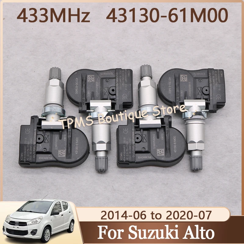 

4pcs 433MHz 43130-61M00 Car Tire Sensors System TPMS Sensor For Suzuki Alto Baleno Cultus Jimny Kizashi Splash Swift SX4 Vitara