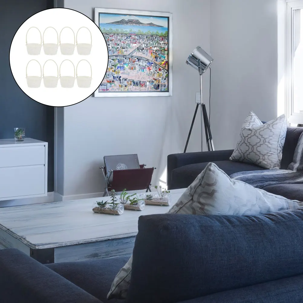 

8Pcs Strong Rattan Baskets Small Storage Lightweight Portable Handwoven Fine Workmanship Convenient for Home Flower Fruit