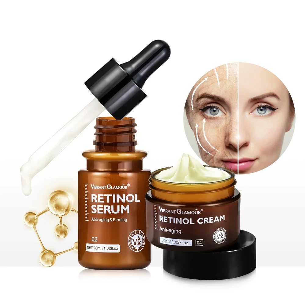 

Retinol Face Serum Firming Lifting Anti-Aging Repair Reduce Wrinkle Fine Lines Remove Spots Facial Skin Care Cream Products Set