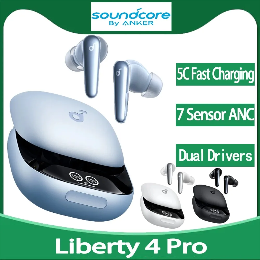 

Soundcore Original New Liberty 4 Pro Wireless Bluetooth TWS Earbuds LDAC Hi-Res Noise Cancelling Sport Earphone.in stock.