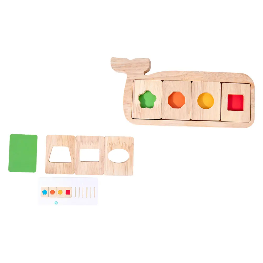 Baleia geométrica quebra-cabeça placa de madeira empilhamento brinquedos crianças mão cognição choi em forma