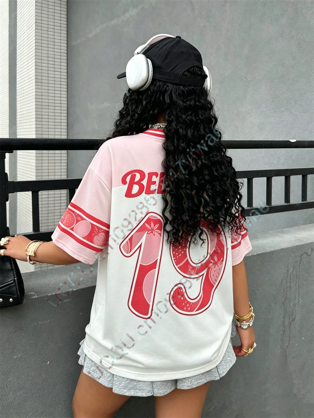 We Loved Because He First Love Us Mesh Jersey Cute Strawberry Printed Short Sleeves Fashion Casual Tee Summer Women's T-shirt