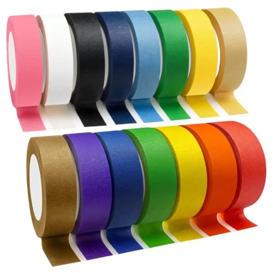 Colored Washi Tape 15 Roll Multi Pack - 492 Feet x 0.6 inch Wide Set Rainbow Solid Color Tape for Egg Decorating, DIY School Su