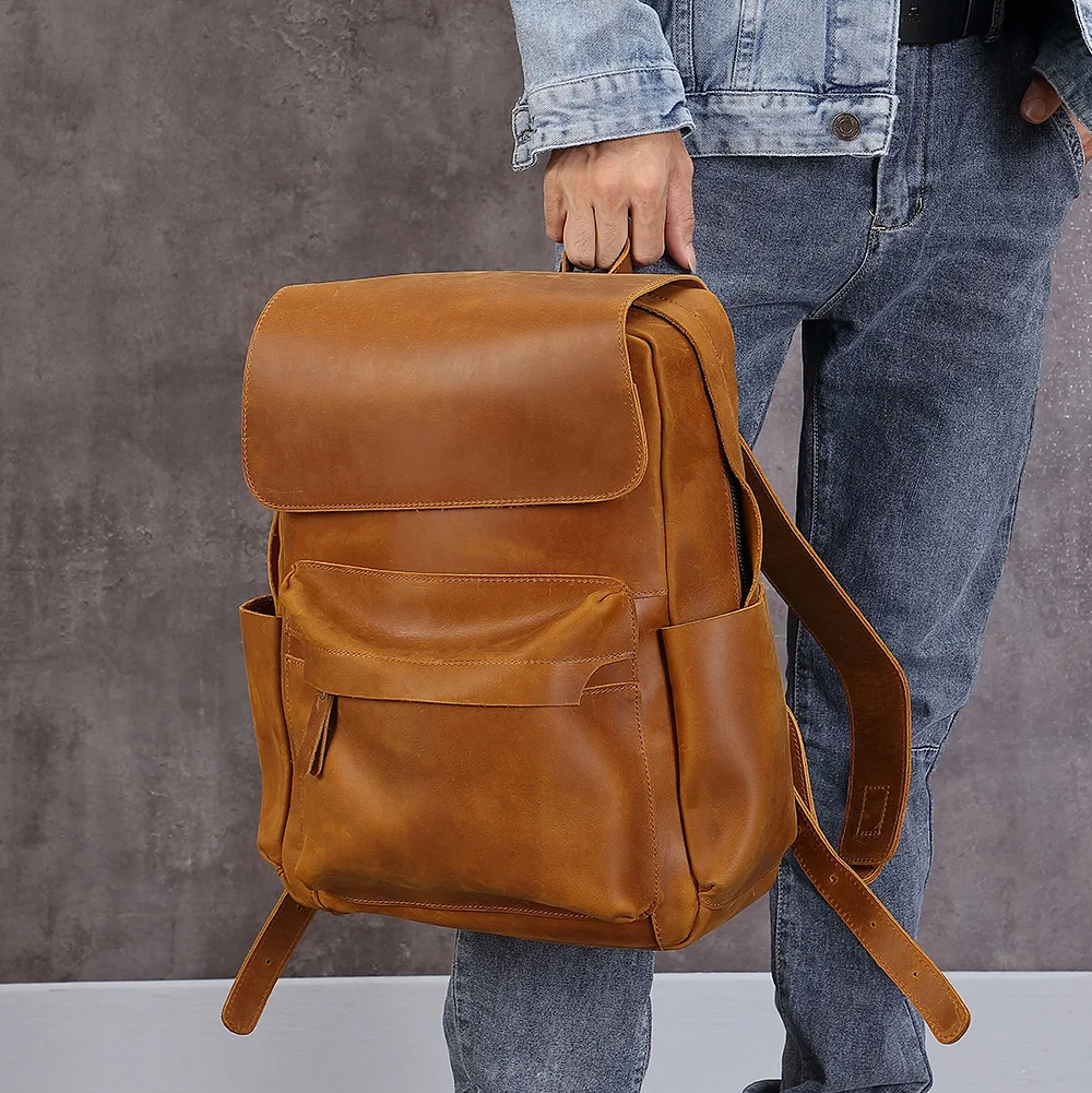 New Vintage Genuine Leather Backpack, Top Grain Cowhide Large