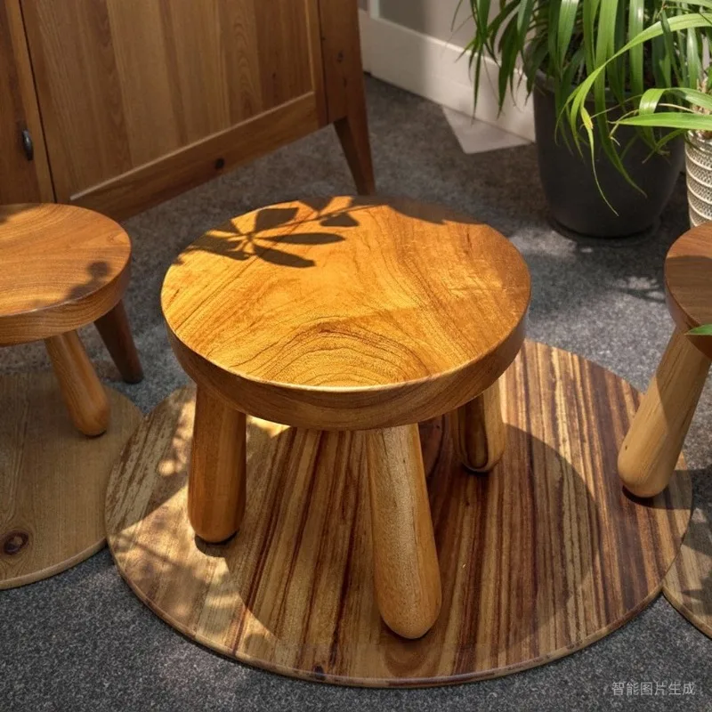 Solid Wood Round Stool, Entryway Shoe Changing & Living Room Footrest, Balcony Side Table, Minimalist Versatile Home Decor