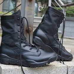 Summer Mesh Ultra-Light Breathable Slip Resistant Combat Boots Men Outdoor Martin Boot High-Top Training Land War Military Shoes