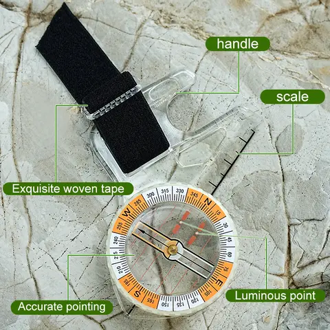 왼손 엄지손가락 스타일 야외 나침반 북쪽 지시기 생존 캠핑 하이킹용 내비게이션 도구