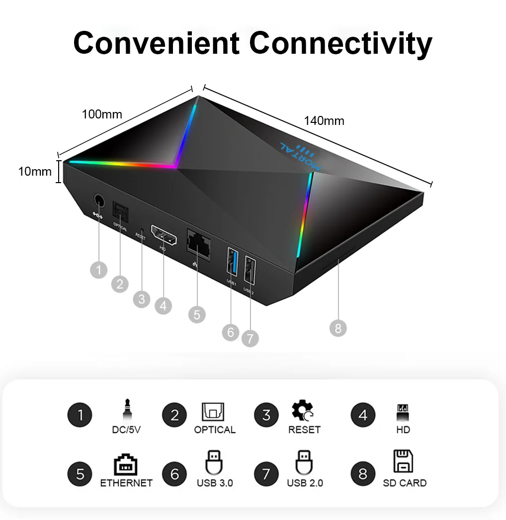 New Mortal T9 Allwinner H728 WIFI 6 BT5.4 High Performance Android TV Box Android 14 8K HD Multi-language Streaming Media Player