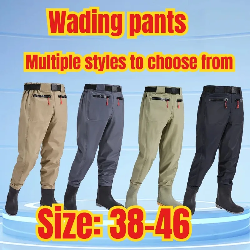 Men's Waterproof Fishing Wading Pants, Nylon Half Body Waist High Waders for Stream Fishing, & Outdoor