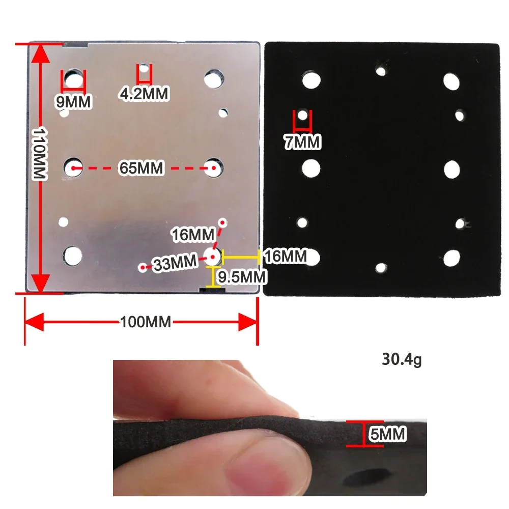 100*110mm Ryobi S652DK 1/4 Sheet Double Insulated Sander Replacement Pad Assembly # 039066005051 Abrasive Tools