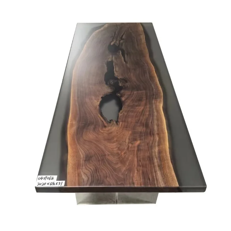 Luxury texture mountain river rectangular design epoxy table high sense