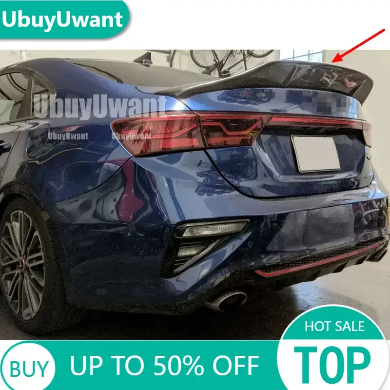 

For 2019 20 21 Kia K3 Cerato Forte Sport GT Rear Trunk Lid Boot Ducktail Spoiler Wings Black Carbon Fibe Car Tuning Accessories