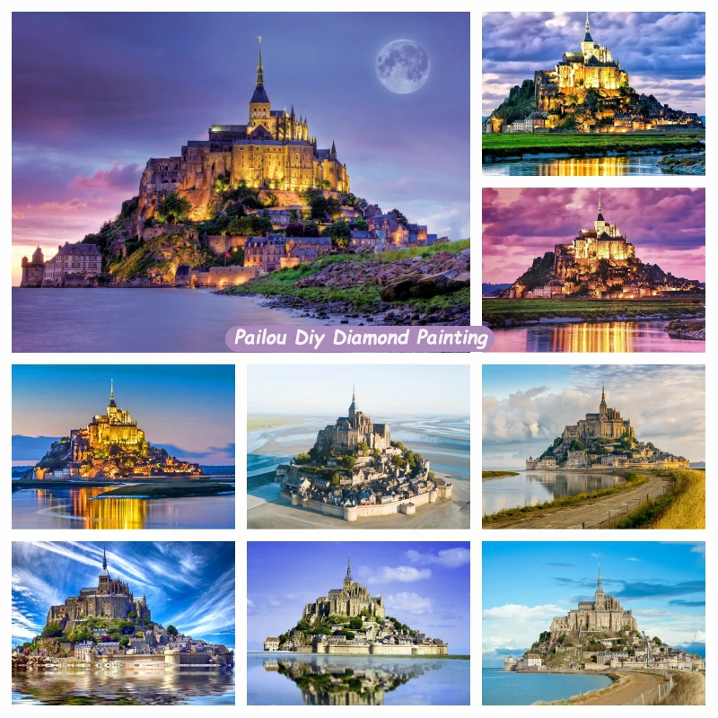 

Mont Saint Michel Normandy Island Landscape 5d Diamond Painting Art Famous French Castle Scenery Cross Stitch Mosaic Home Decor