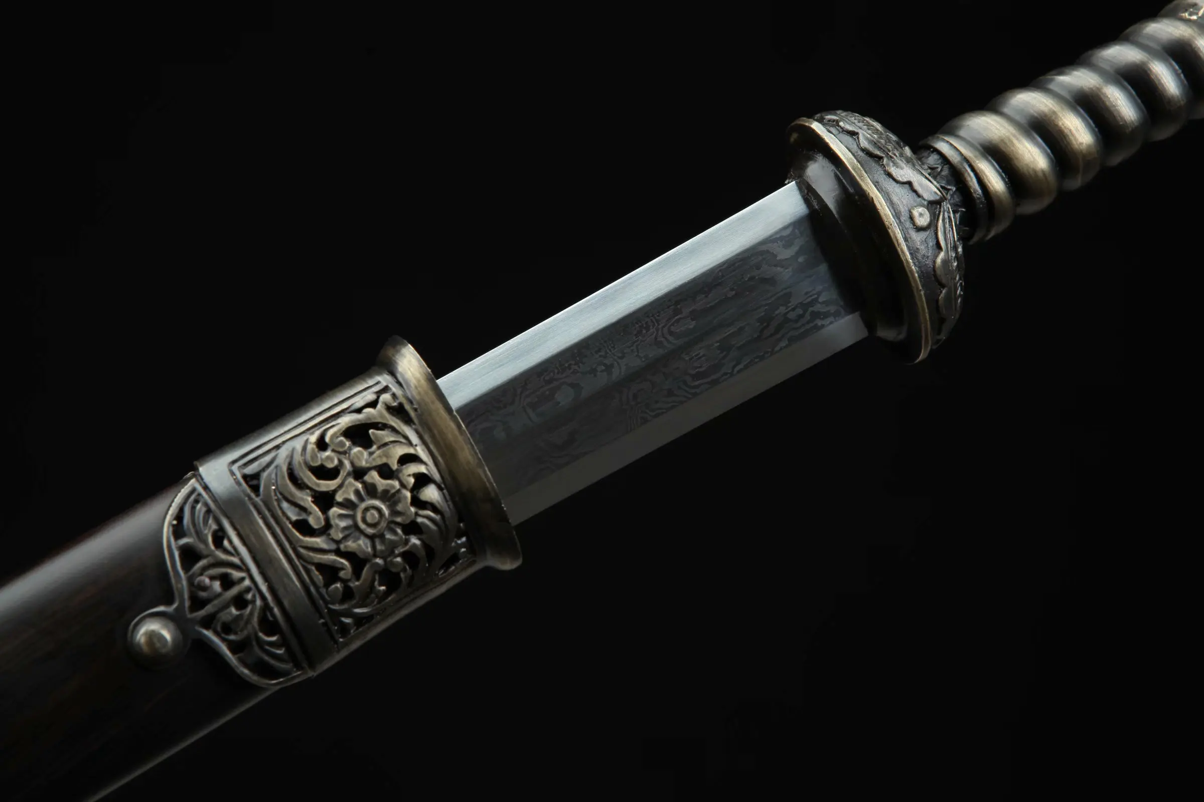 56cm Medieval Chinese Kung fu martial arts Damascus Steel True Steel True sword Sharp pattern steel weapon samurai sword