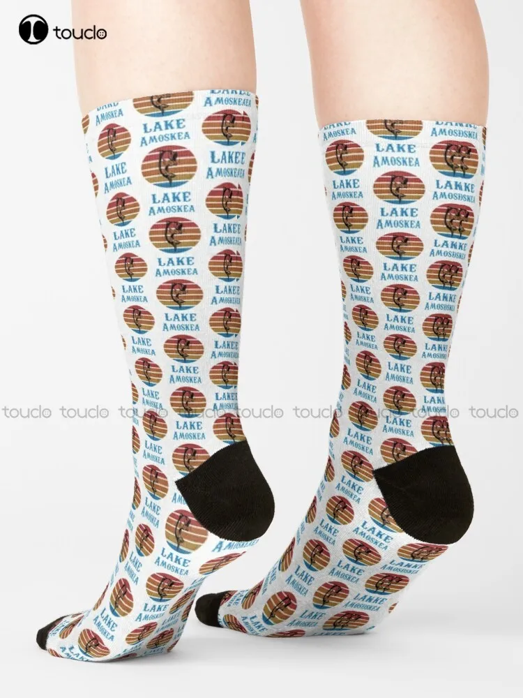 Amoskeag Lake Old School| Perfect Gift|Lake Fishing Socks Funny Socks For Women Personalized Custom 360° Digital Print Gift