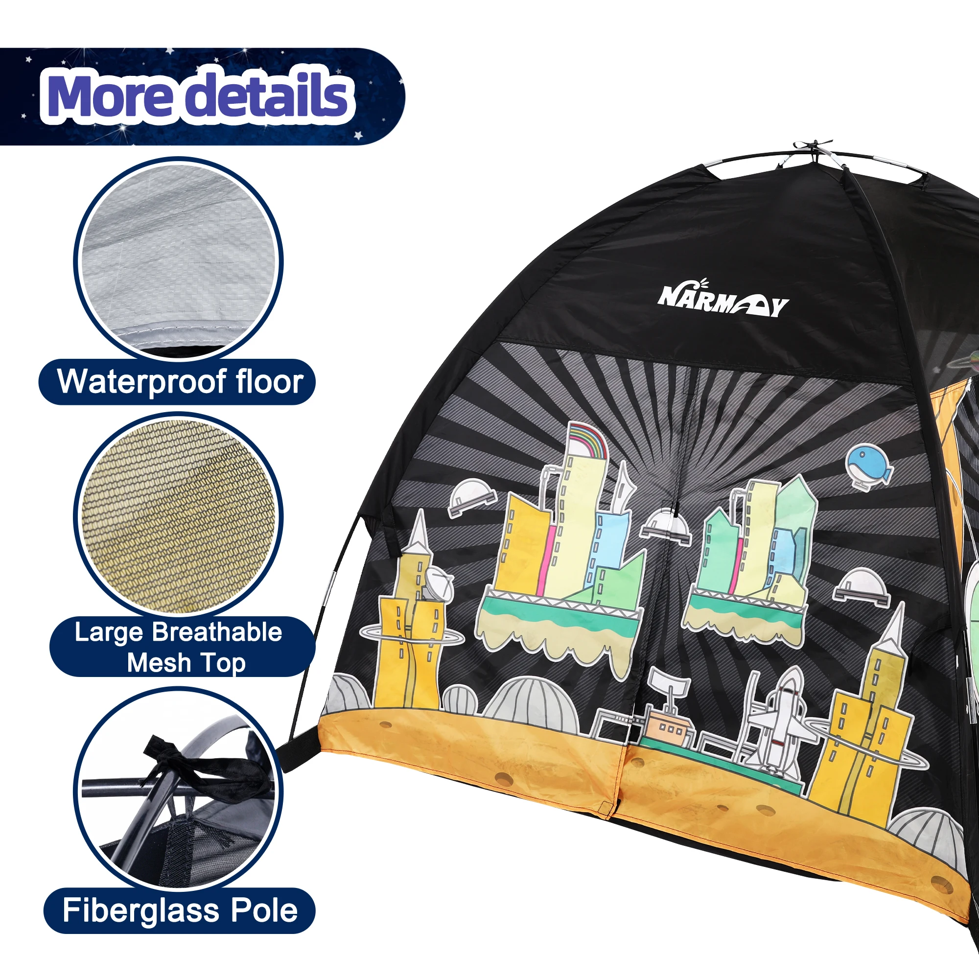 خيمة لعب للأطفال - خيمة مساحة منبثقة خيالية لمتعة داخلية وخارجية - مسرح جالاكسي دوم للأولاد والبنات - 122 × 122 × 102 سم