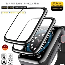 Soft Glass For Apple Watch Screen Protector 44mm 45mm 41mm 38mm 42mm 9D HD Full Film iWatch series 6 5 3 8 7 se 40mm Accessories