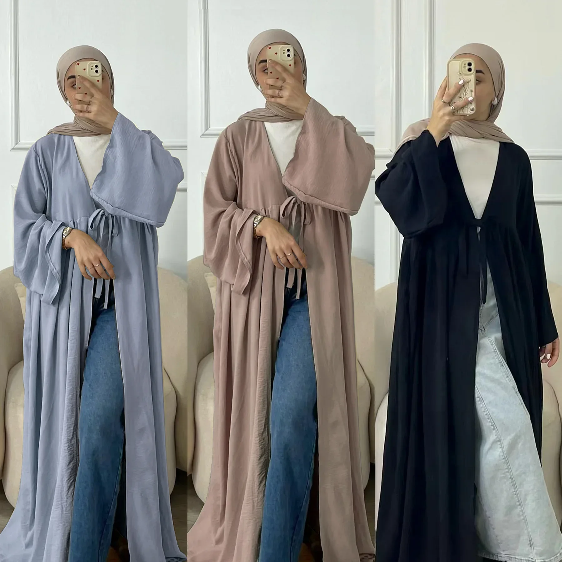 

Ramadan Eid Kimono Open Abayas for Women Muslim Dress Turkey Kaftan Kebaya Islam Jalabiya Cardigan Robe Femme Musulmane Caftan