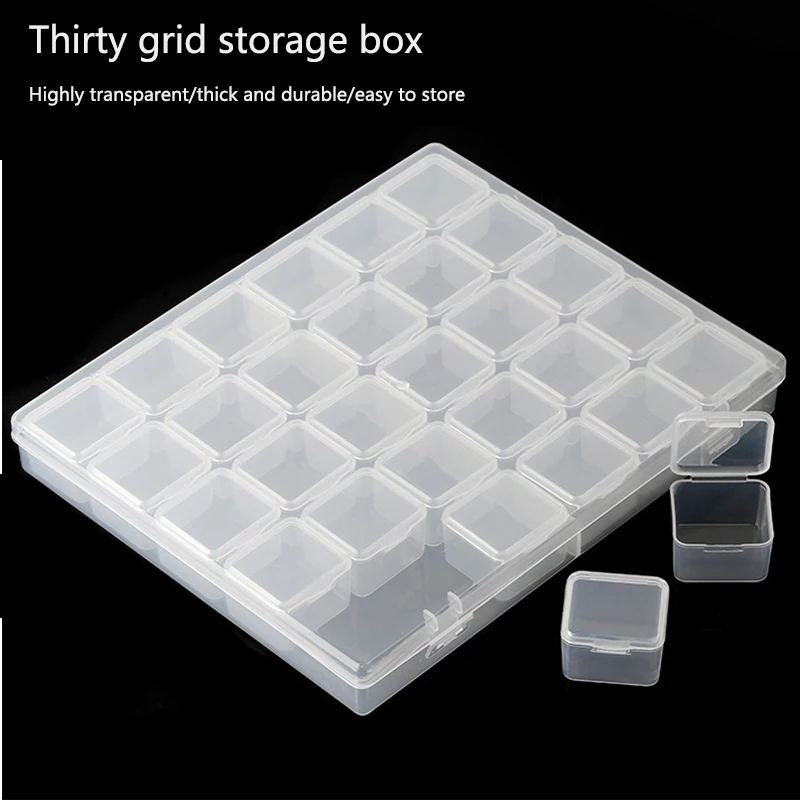 9/15/30Grids DIY Diamond Jewelry Storage Box Grids Clear Nail Art Rhinestones Tools Beads Display Storage Case Organizer Box