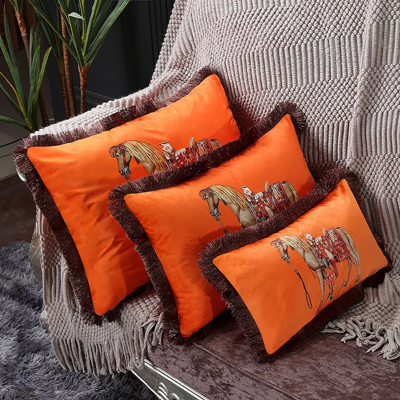 Croker Horse 45x45cm 30x50cm Throw Pillow Cushion Cover - Palace Horse Pattern French Senior Style Couch Sofa Lumbar Pillow