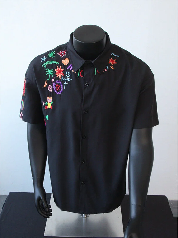 

Вышитая футболка с коротким рукавом для молодежи, летняя модная дизайнерская модель для мужчин и женщин, дышащая, легкая, повседневная.