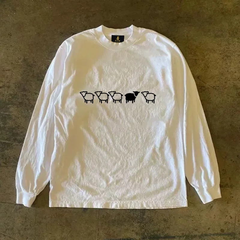 Long Sleeve T-Shirt 310 Pure Cotton Double Thread Women's Style Three Needle Charitable Fundraising Upward Hero American Couple