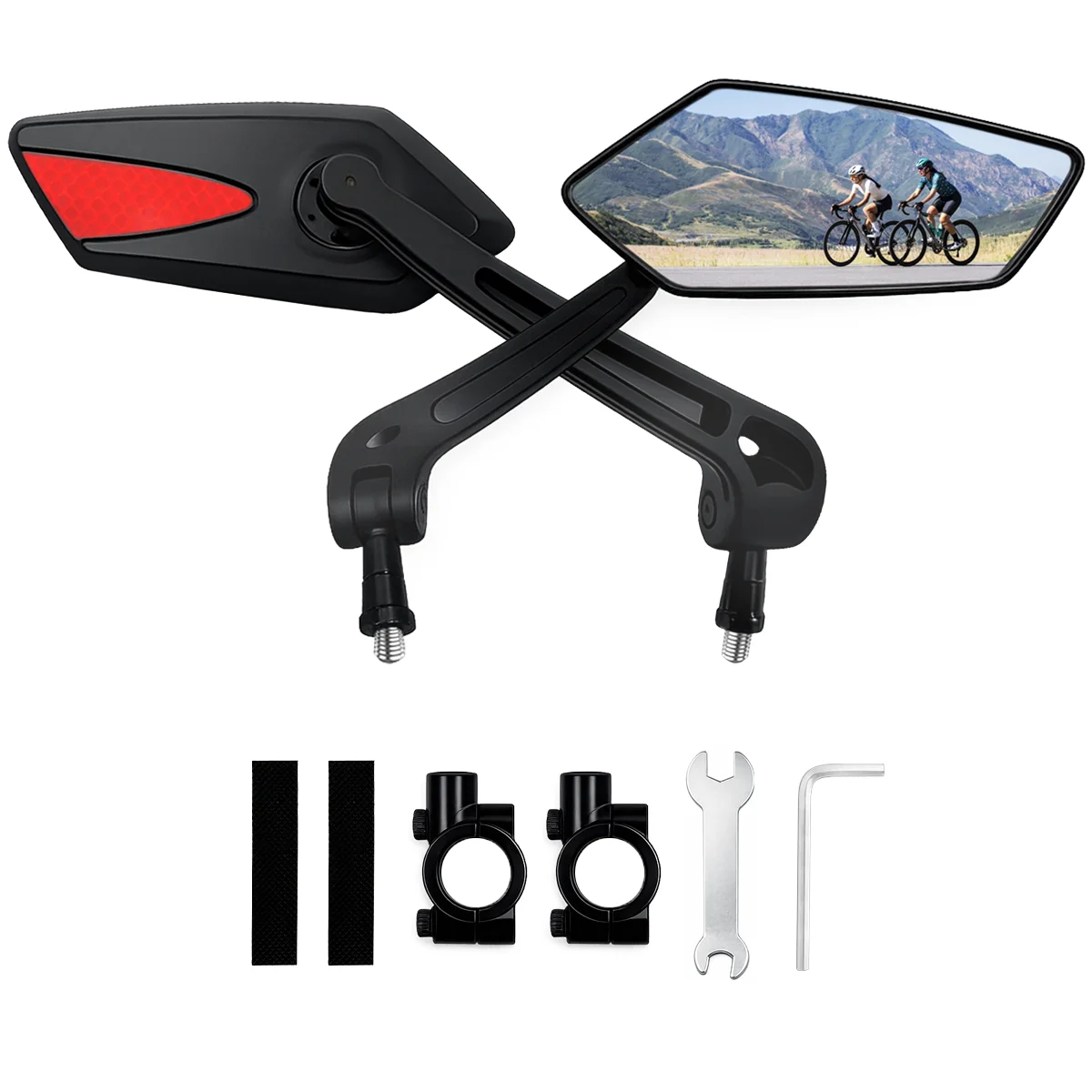 AliExpress NONE 1 Pair Adjustable Handlebar Bike Mirror, Shatterproof HD Glass Lens, Universal Fit Rearview Bicycle Mirrors, 360° Rotatable, Com