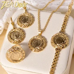 ZEADear Napoleon Figure Round French Coin Pendant Necklace Bracelet Earring Rings Algerian Middle East Wedding Jewely for Bridal