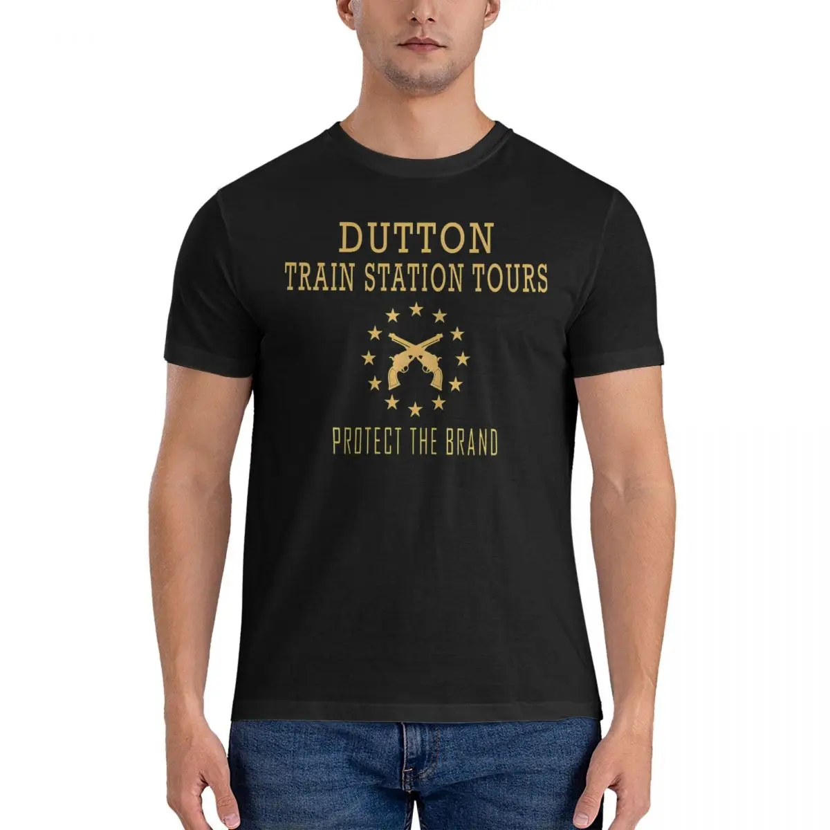 Dutton Train Station Tours T-Shirt Men Yellowstone Funny 100% Cotton Tee Shirt Round Neck Short Sleeve T Shirt Gift Idea Tops