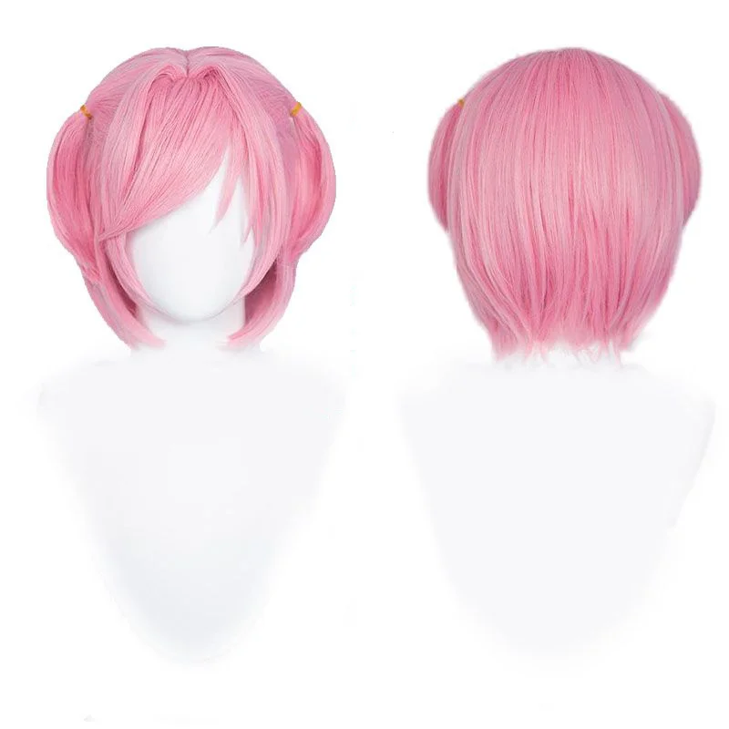 Anime Natsuki Adult Cosplay Wig Pink Hair Short Straight Wig Headwear For Women Accessories Halloween Party Play Role Prop