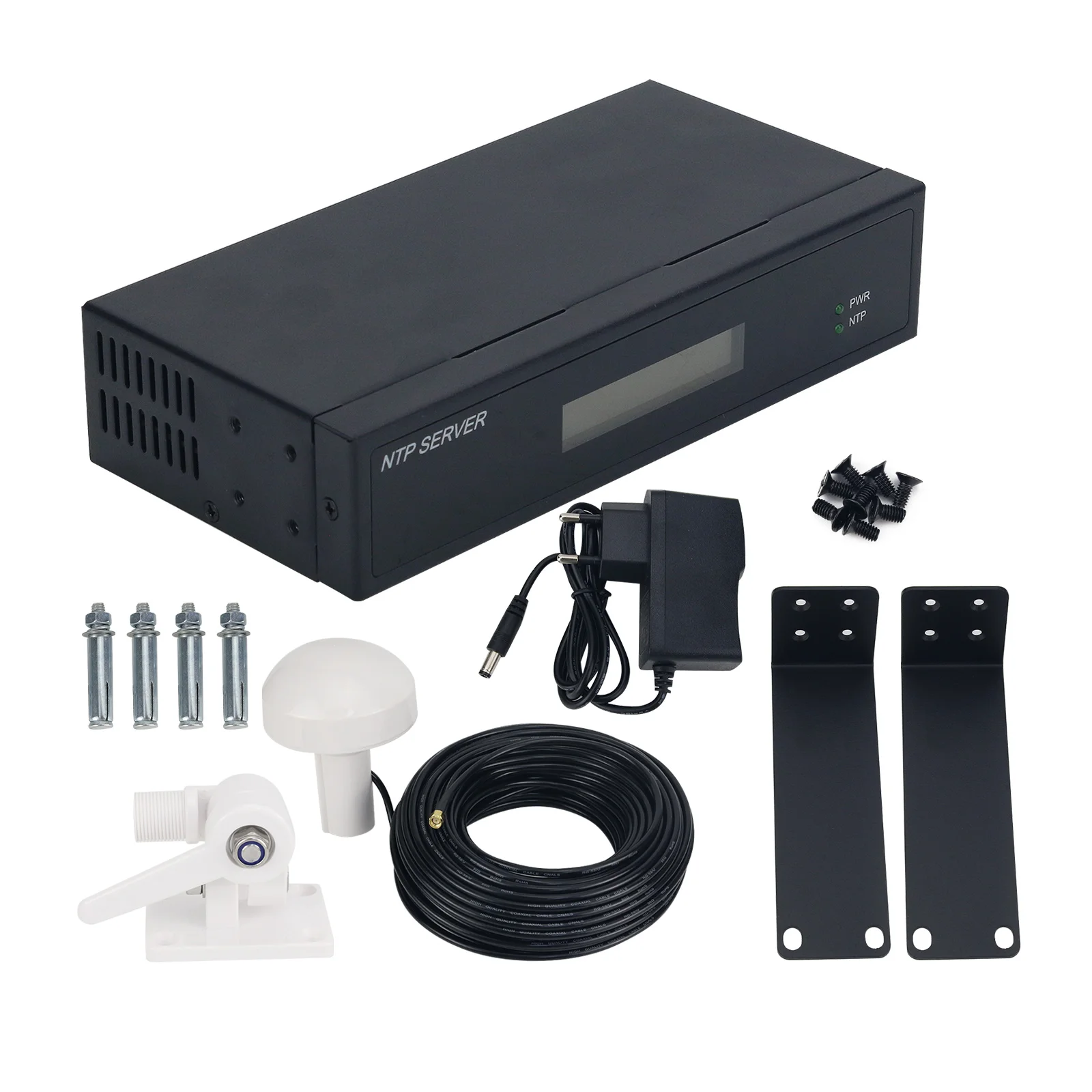 New TF-NTP-LITE NTP Server + 30m Antenna Network Time Server with Screen 2 Network Ports Support for Beidou GPS GLONASS QZSS