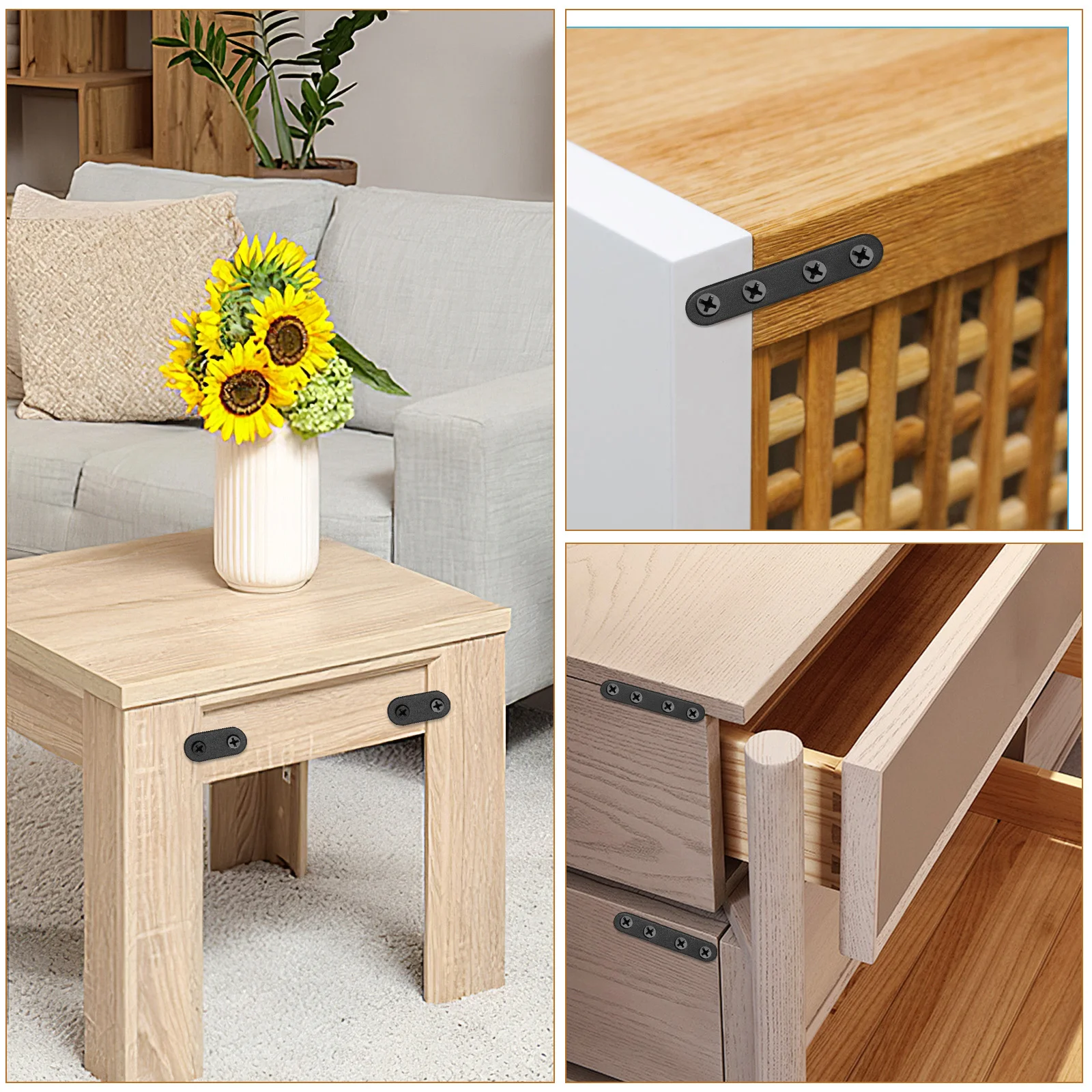 

32Pcs Stainless Steel Corner Brackets Flat Brace Brackets for Wood Repair Mending Plate Metal Fixing Plates Sturdy Support