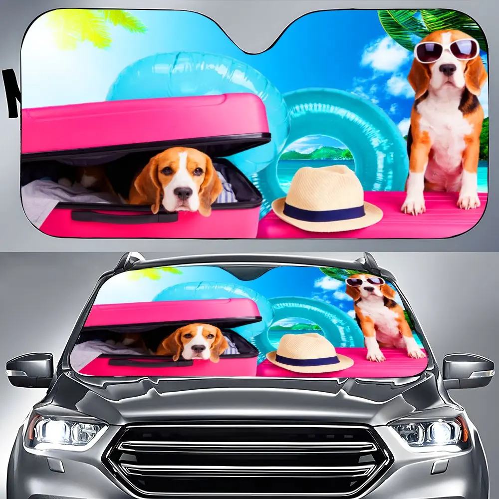 

Funny Beagle Driving Car Front Windshield Sun Shade,Auto Accessories Belgian Malinois Sunshade for SUV- Blocks Uv Rays Protector