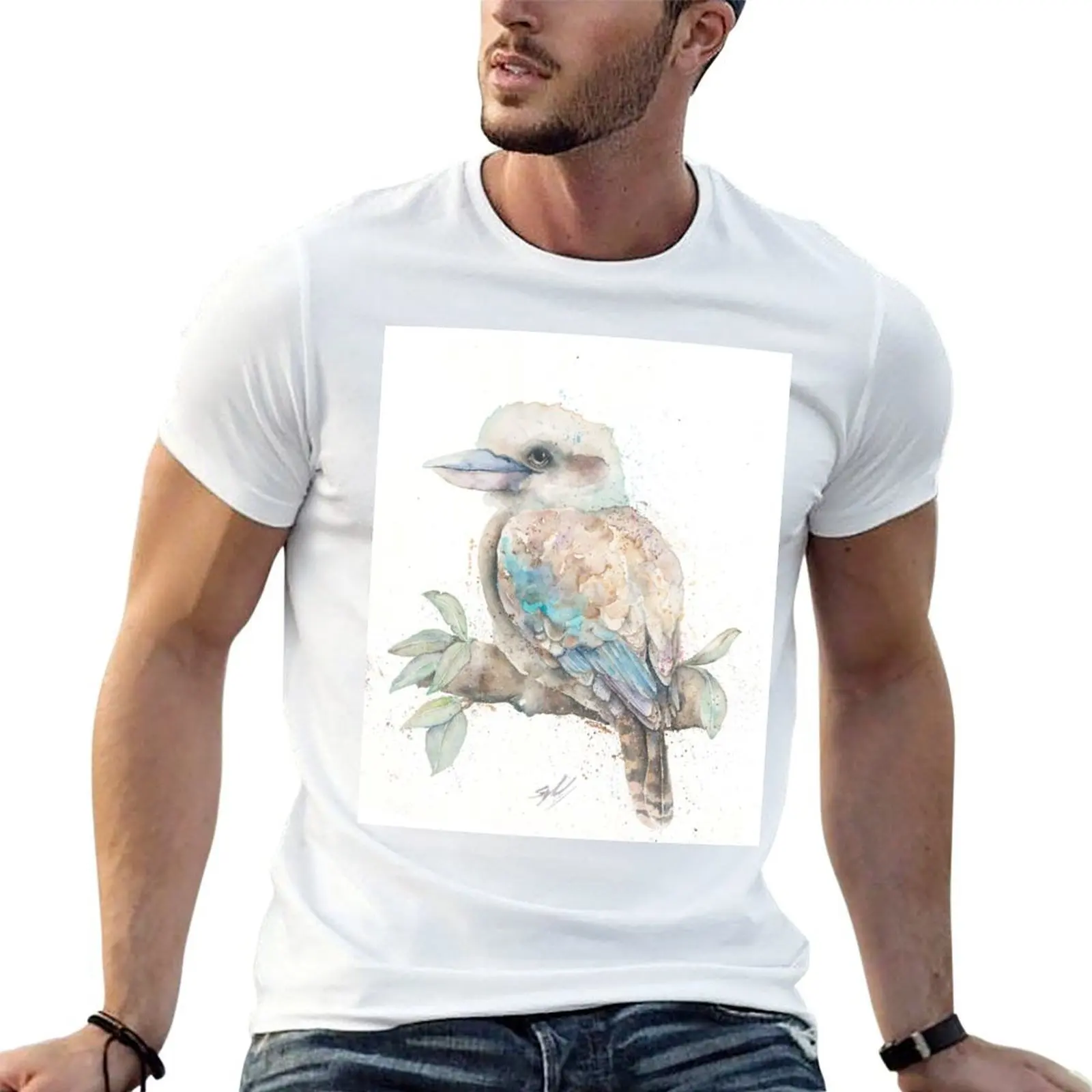 

Australian Kookaburra - Watercolour Animal Painting T-Shirt t shirts cotton 100% man t shirts for men T-Shirt
