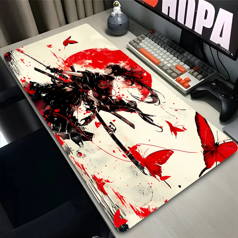 Alas Mouse PC Karet Anti Selip Alas Mouse Laptop Gamer Kabinet Alas Keyboard Samurai Warrior Komputer Kantor Meja Gaming Alas Mouse HD