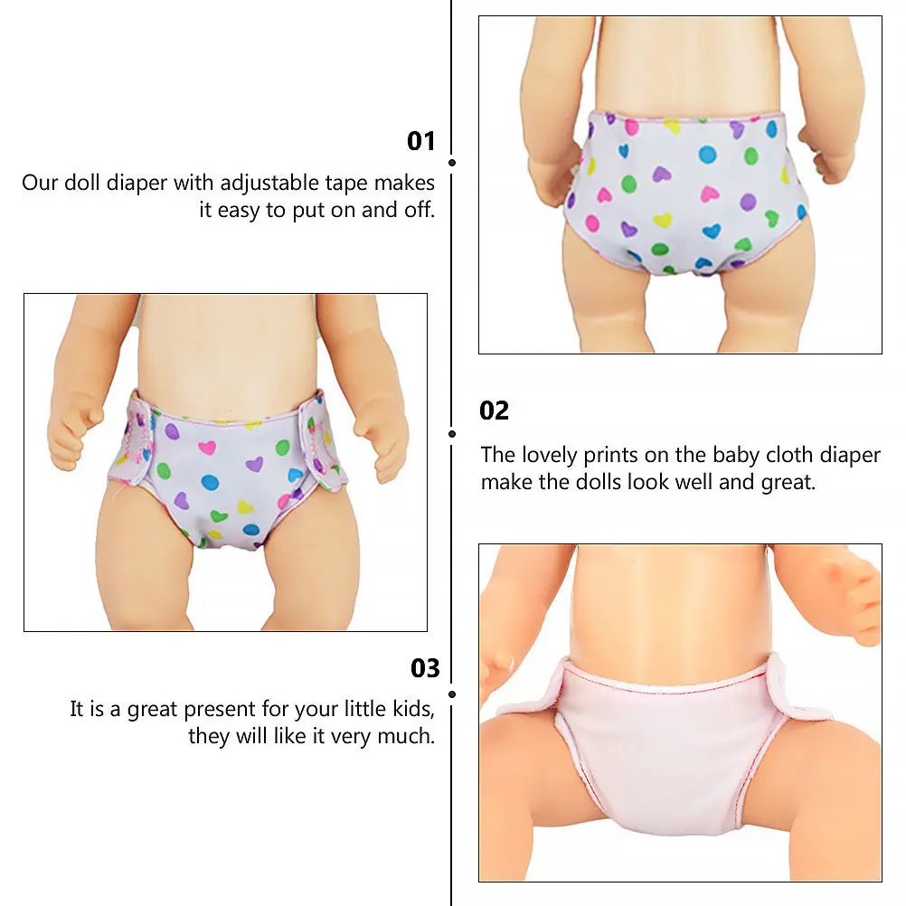 

4Pcs Baby Nappies 18 Inch Accessories Funny Dressing Game Clothes Washable Reusable Adjustable Tape Lovely Prints