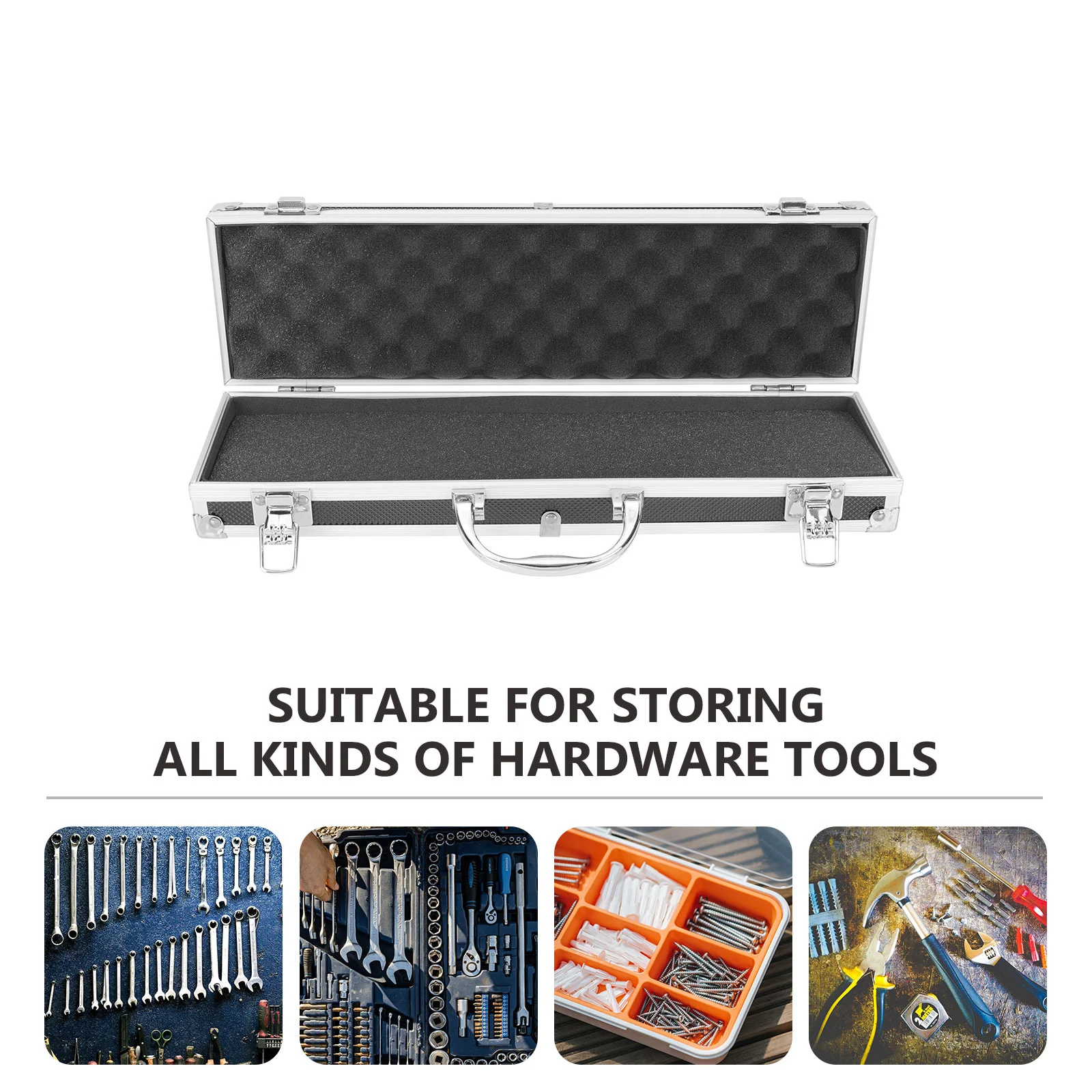 กล่องเครื่องมืออลูมิเนียมกล่องพลาสติกเครื่องมือที่ว่างเปล่าเคสพลาสติกแข็งกลางแจ้งพกพาสะดวกโลหะ