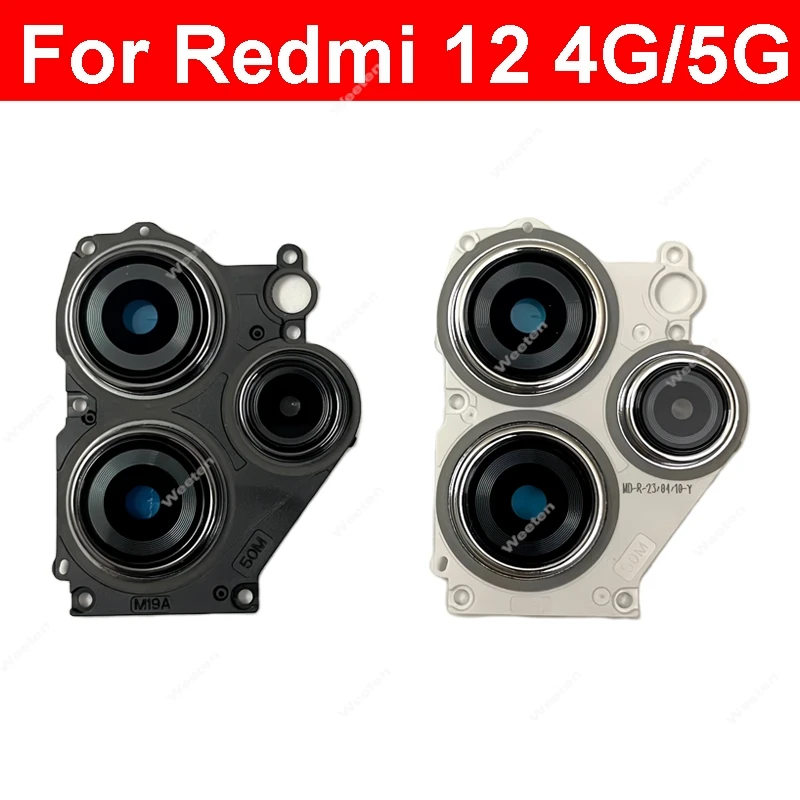 

Camera Glass Lens Holder For Xiaomi Redmi 12 4G 5G Main Camera Lens Glass with Frame Holder Replacement Repair Spare Parts