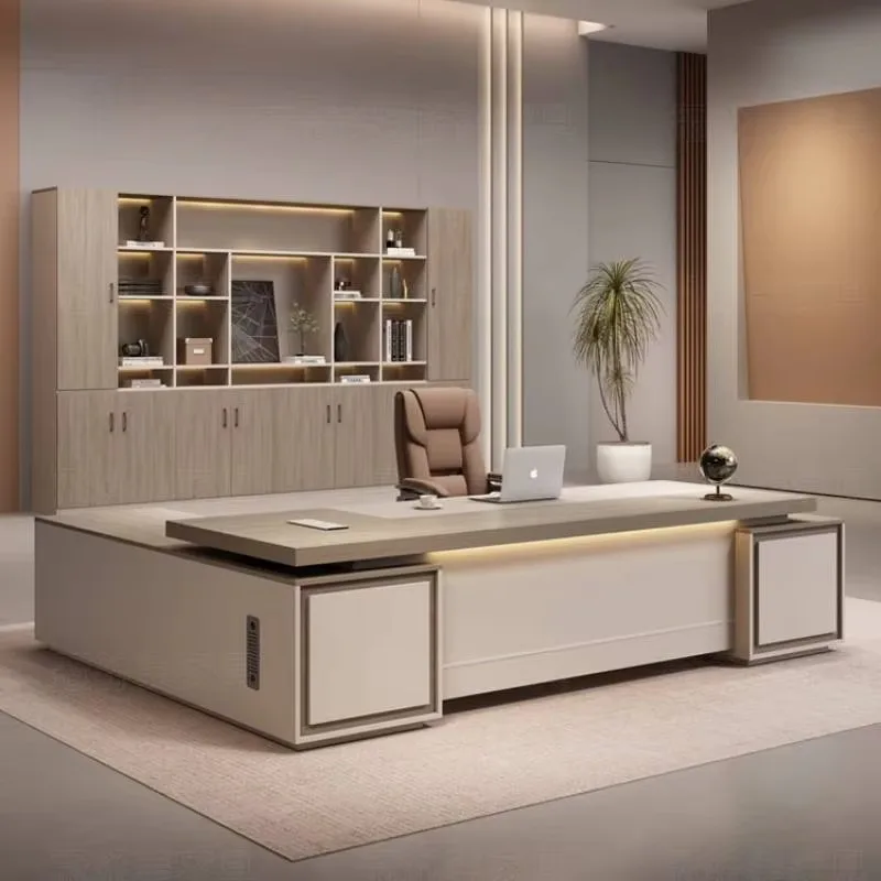 

Large Wood Aesthetic Office Desk Luxury Designer Wooden L Shaped Computer Desk Standing Conference Escritorio Oficina Furniture