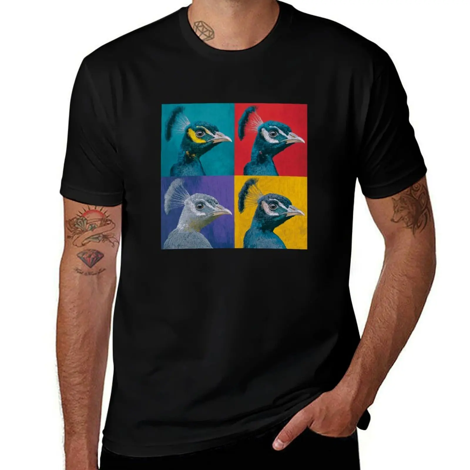 

Peacock Andy Warhol Style Pop Art T-Shirt customizeds customs Short sleeve tee plain black t shirts men