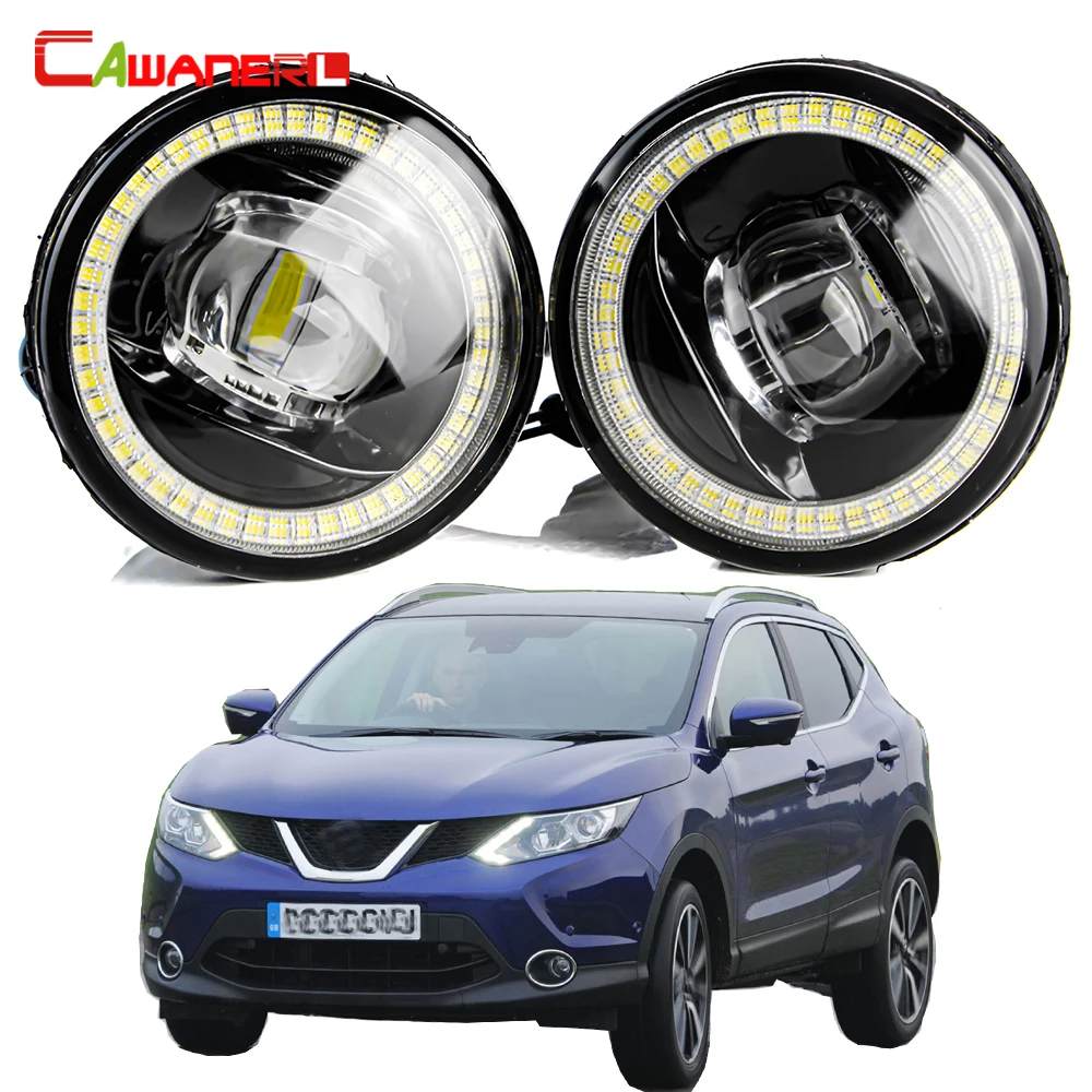 2 X 30W Car Angel Eye Fog Light H11 8000LM LED DRL Daytime Running Lamp For Nissan Qashqai 2/II J11 2013 2014 2015 2016 2017