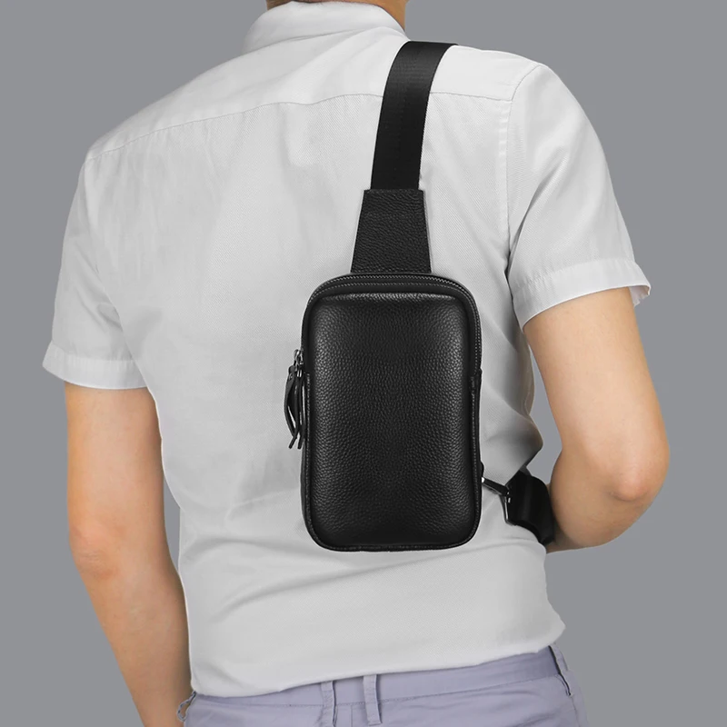 Kleine Umhängetasche aus Leder für Herren, Schultertasche, Damen-Tagesrucksäcke, Brusttasche für Angeln, Reisen, Wandern, Rucksäcke, Outdoor-Sportarten – Detail 10