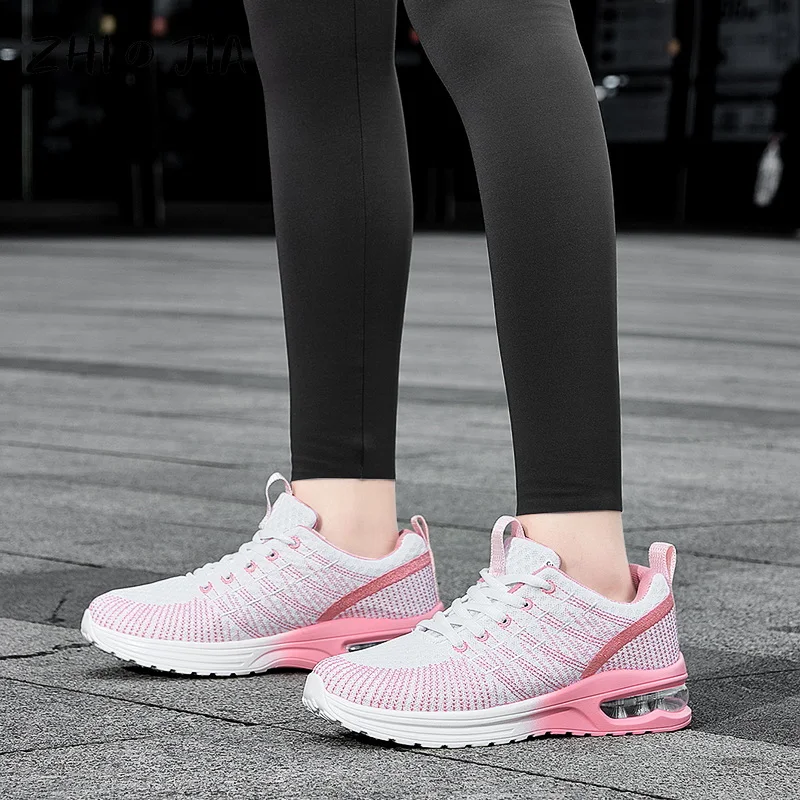 New Large Air Cushioned Women\'s Shoes Mesh Breathable Sneaker Outdoor Cushioned Running Shoes Fashion Trendy Matching Footwear