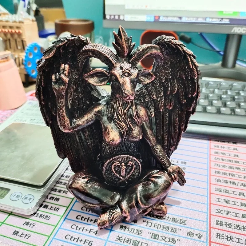 Satanic Black Goat Idol Statue, Home Decor Altar Gothic Figurine, Occult Collectible Gift Dark Witchcraft Spiritual Art Craft