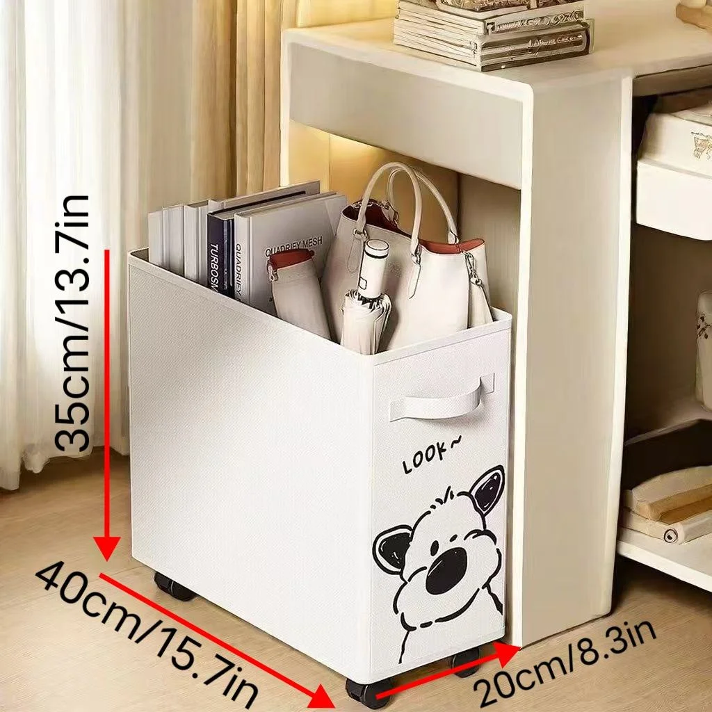 1pc Cute Dog Design Wheeled Mobile Storage Cart - Detachable Office Supplies Under Desk Storage Box, White Handcart with Cute Ca