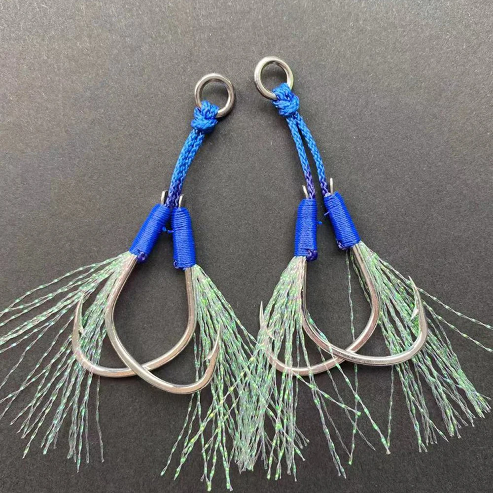 TAKEDO 6Pairs/BAG 1# - 4/0 Assist Fishing Hook  High Carbon Steel Double Jig Hook Barb Fishhook For Spanish Mackerel Bsaa Tuna