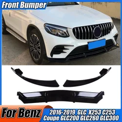 For Mercedes Benz GLC X253 C253 Coupe GLC200 GLC260 GLC300 2016-2019 Front Bumper Lower Lip Blade Spoiler Splitters Trim